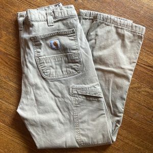 RUGGED FLEX® RELAXED FIT CANVAS FLANNEL-LINED UTILITY WORK PANT Size 34x30